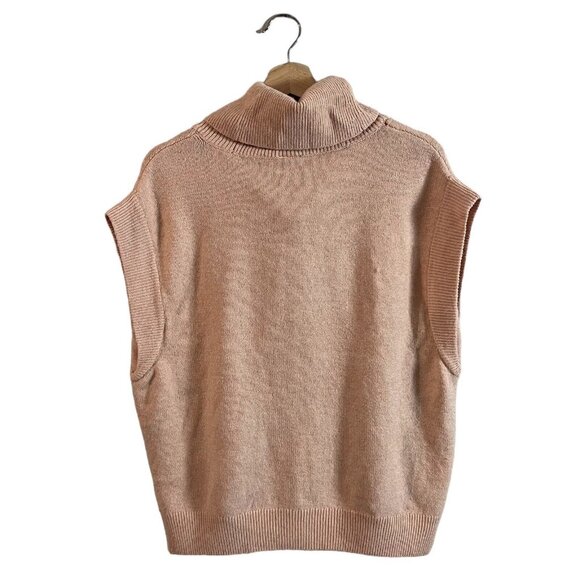 Worthington Sweater Vest Plus Size 0X Peach Cowl Turtleneck Chenille Sleeveless - Picture 2 of 6